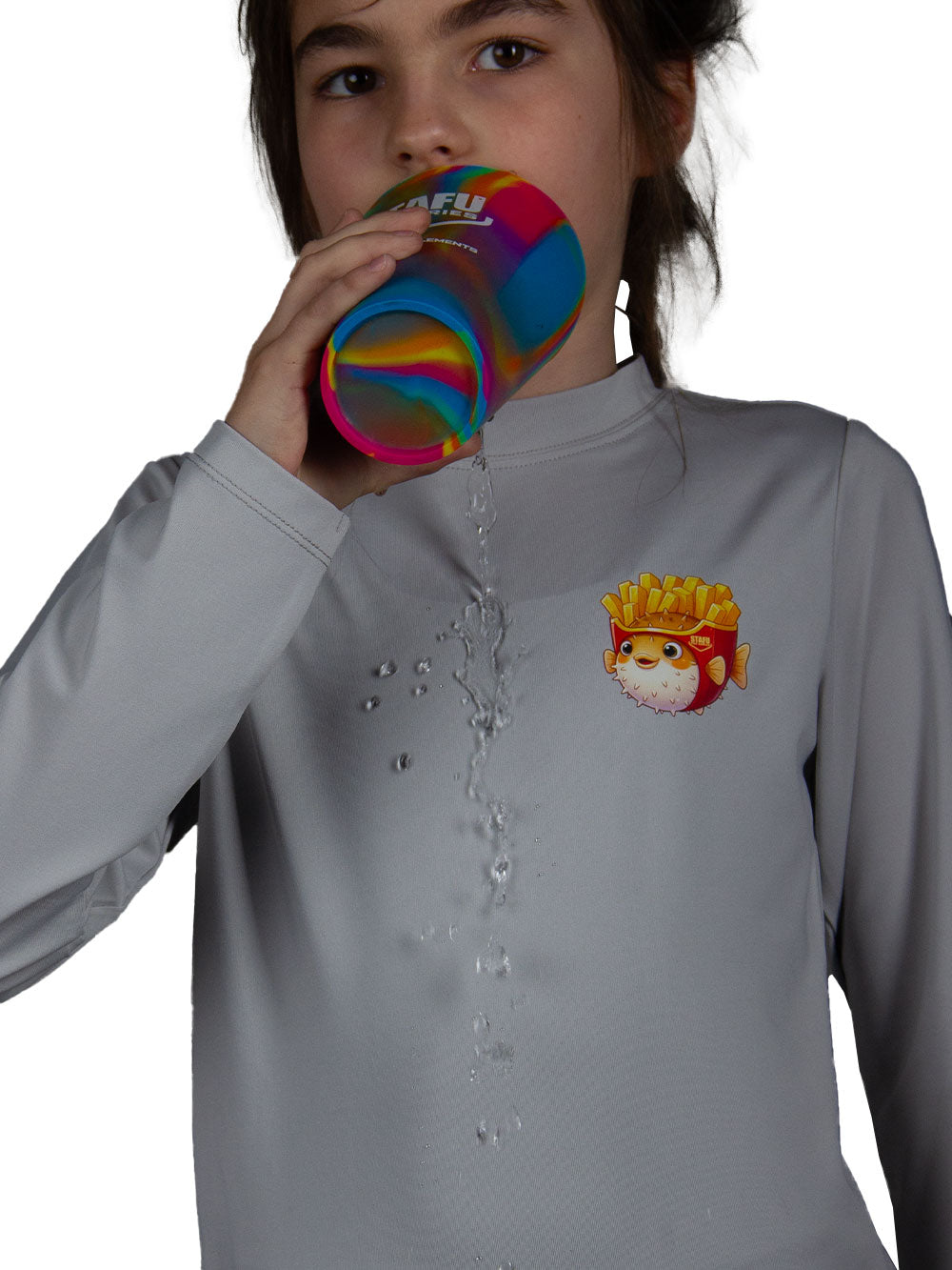 Apex Jr. Kids UV50+ Protection – Long Sleeve Swim T-Shirt – Pupperfish Potato