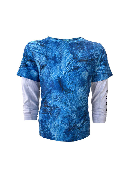 Ahoy Jr. Çift Kollu UV Korumalı T-shirt - Marlin Mania Mavi - Stafu Pro Series