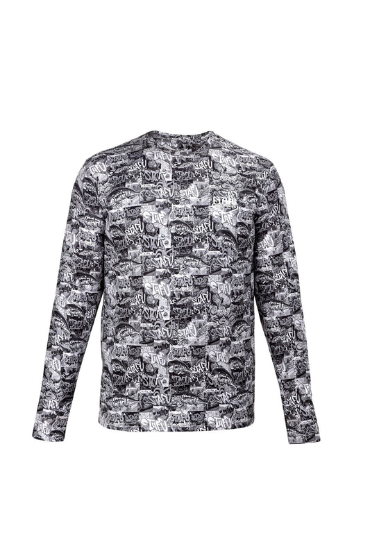 Apex Long Sleeve UV-Protected T-Shirt - Graffiti Black