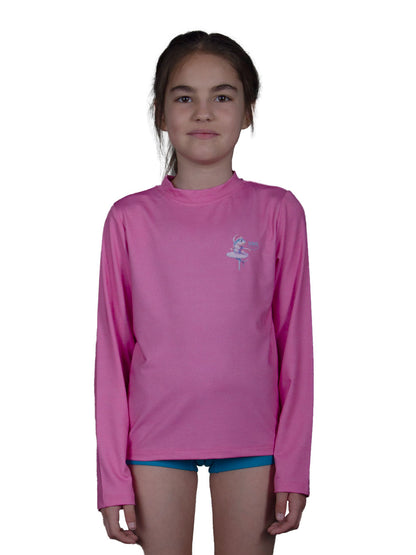 Apex Jr. Kids UV50+ Protection – Long Sleeve Swim T-Shirt – Ballerina Fish