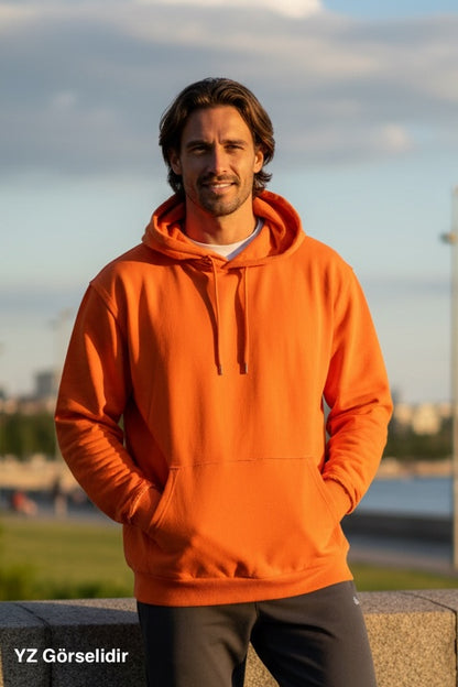 Old Salt Eskitme Yıkamalı Kapüşonlu Sweatshirt - Turuncu