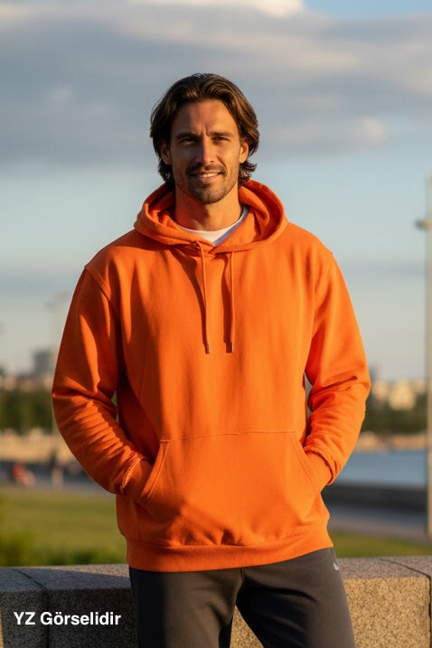 Old Salt Eskitme Yıkamalı Kapüşonlu Sweatshirt - Turuncu