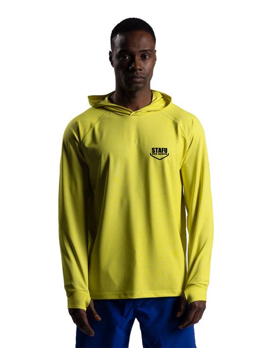 Cyclone Kapüşonlu UV Korumalı Performans T-Shirt - Neon Sarı - Stafu Pro Series