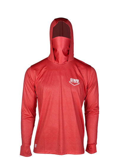 Stratos Kapüşonlu ve Maskeli UPF 40+ Performans T-Shirt - Kırmızı