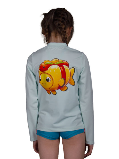 Apex Jr. Çocuk UV50+ Koruma – Uzun Kollu Deniz Tişörtü - Hotdog Fish