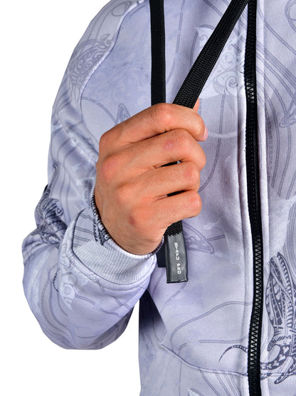 Jedi Fermuarlı Kapüşonlu Sweatshirt - Manta Grey