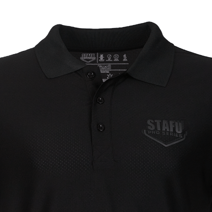 League Air Men's Perforated Short Sleeve Fisherman Sailor Black UV Protected Polo Shirt