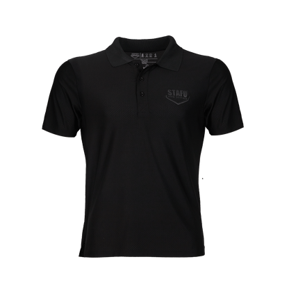 League Air Men's Perforated Short Sleeve Fisherman Sailor Black UV Protected Polo Shirt