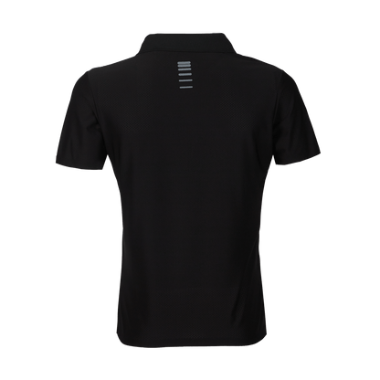 League Air Men's Perforated Short Sleeve Fisherman Sailor Black UV Protected Polo Shirt