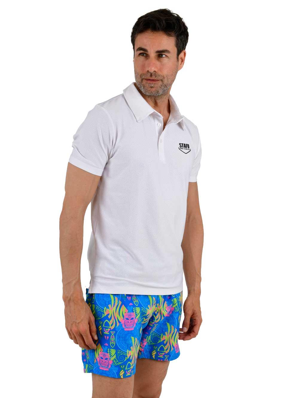 League UV Korumalı Performans Polo Yaka T-shirt - Beyaz - Stafu Pro Series