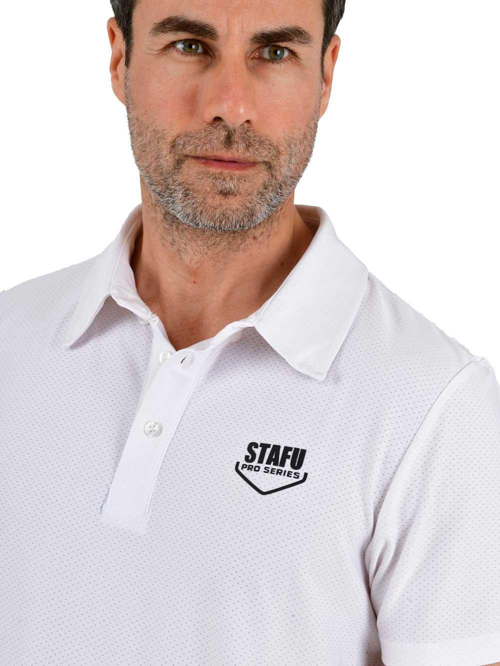 League UV Korumalı Performans Polo Yaka T-shirt - Beyaz - Stafu Pro Series