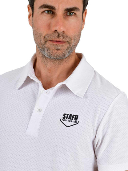 League UV Korumalı Performans Polo Yaka T-shirt - Beyaz - Stafu Pro Series