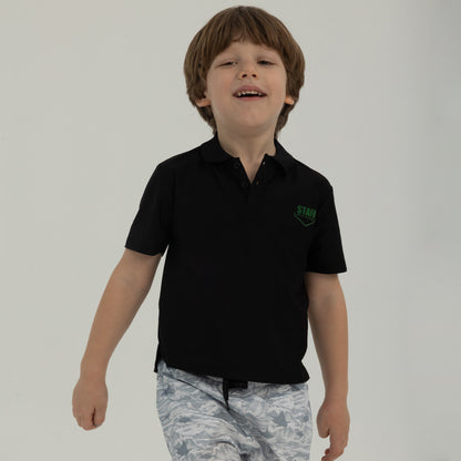 League Jr. UV Korumalı Performans Polo Yaka T-shirt - Black