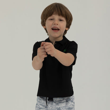 League Jr. UV Korumalı Performans Polo Yaka T-shirt - Black