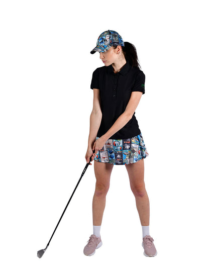 League Kadın UV Korumalı Performans Polo Yaka T-shirt - Siyah