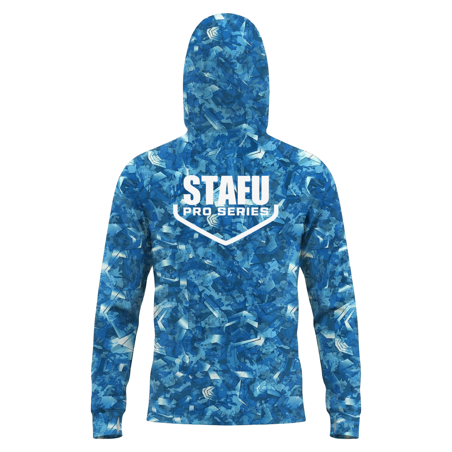 Stratos Kapüşonlu ve Maskeli UPF 40+ Performans T-Shirt - Sea Chaos Blue