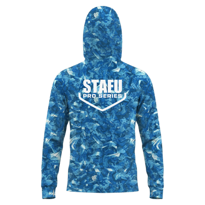 Stratos Kapüşonlu ve Maskeli UPF 40+ Performans T-Shirt - Sea Chaos Blue