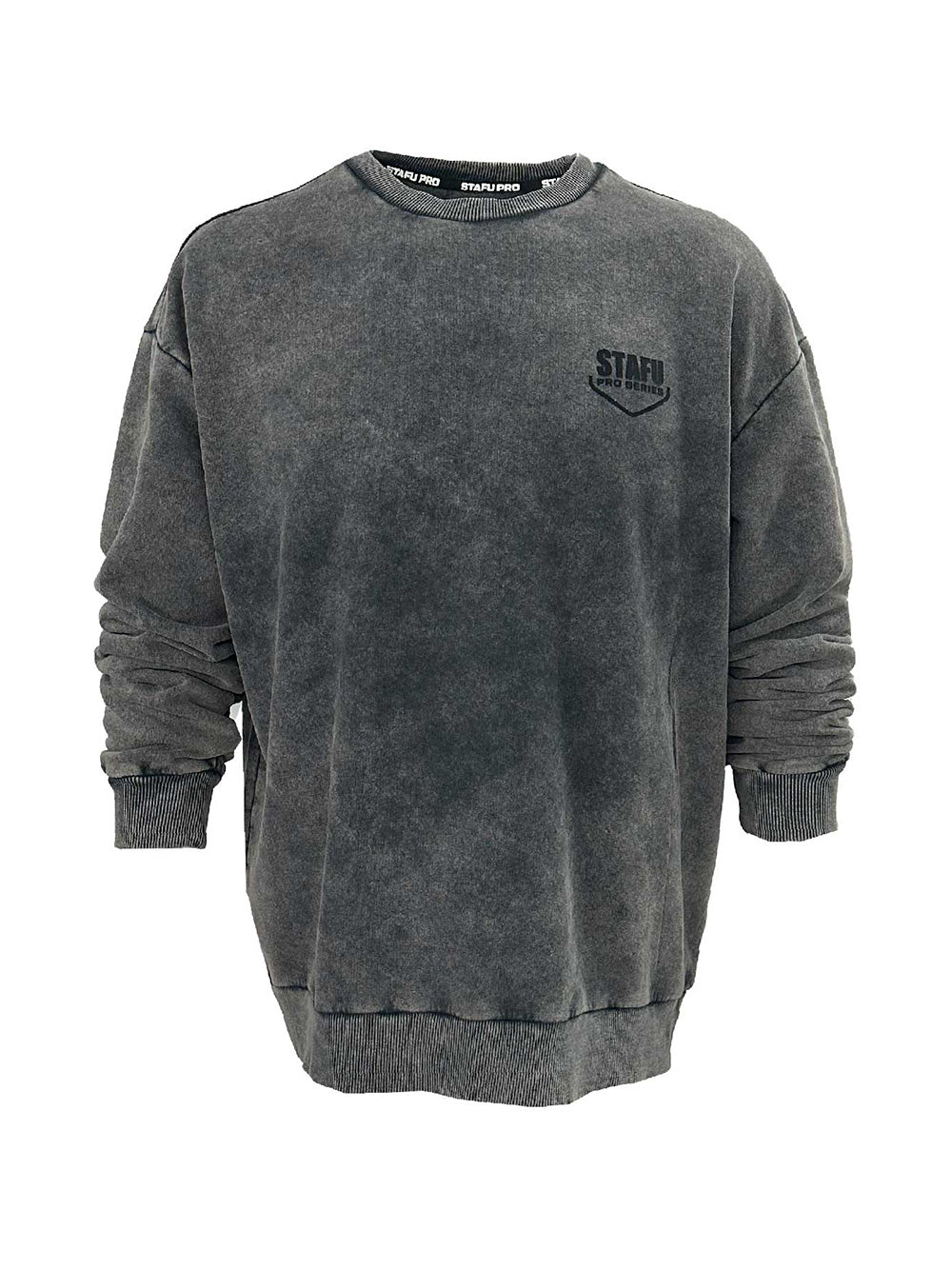 Old Bastard Crew Neck Long Sleeve Acid Wash Sweatshirt - Manta - Grey - Stafu Pro Series