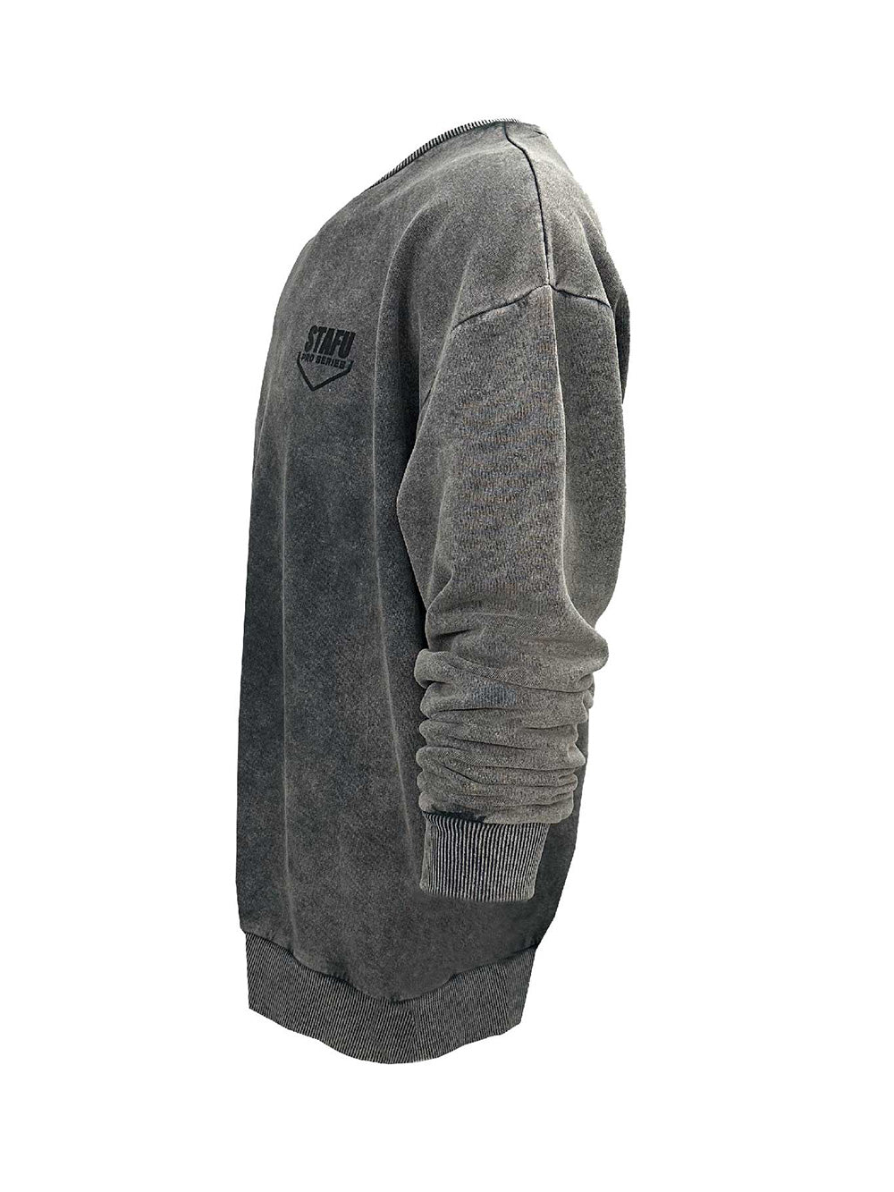 Old Bastard Crew Neck Long Sleeve Acid Wash Sweatshirt - Manta - Grey - Stafu Pro Series