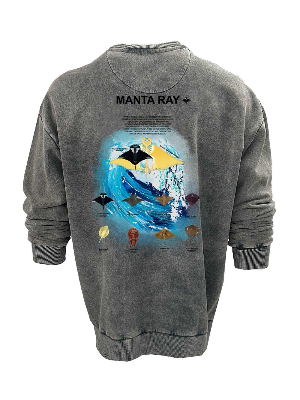 Old Bastard Crew Neck Long Sleeve Acid Wash Sweatshirt - Manta - Grey - Stafu Pro Series