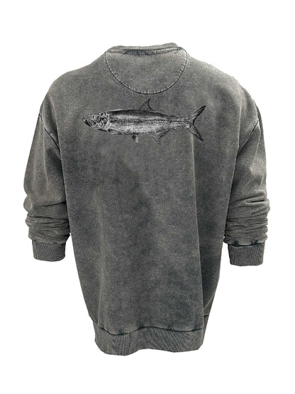 Old Bastard Crew Neck Long Sleeve Acid Wash Sweatshirt - Tarpoon - Grey - Stafu Pro Series