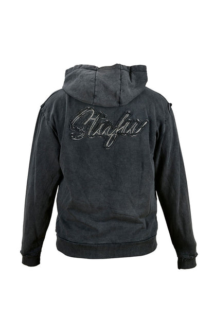 Old Bastard Crew Neck Long Sleeve Acid Wash Sweatshirt - Tarpoon - Gray 
