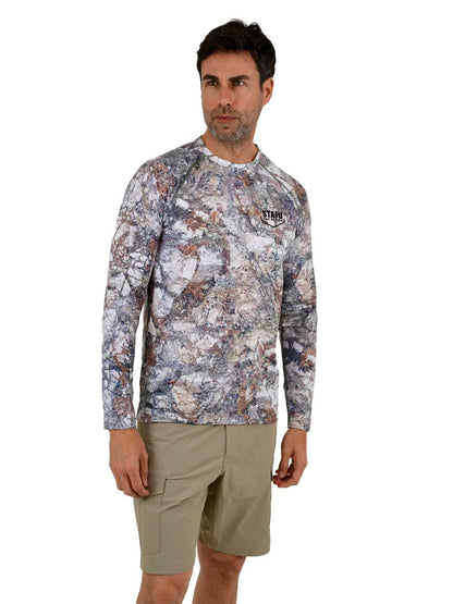 Orlok Yuvarlak Yaka UV Korumali T-Shirt - Lime Stone Camo - Stafu Pro Series