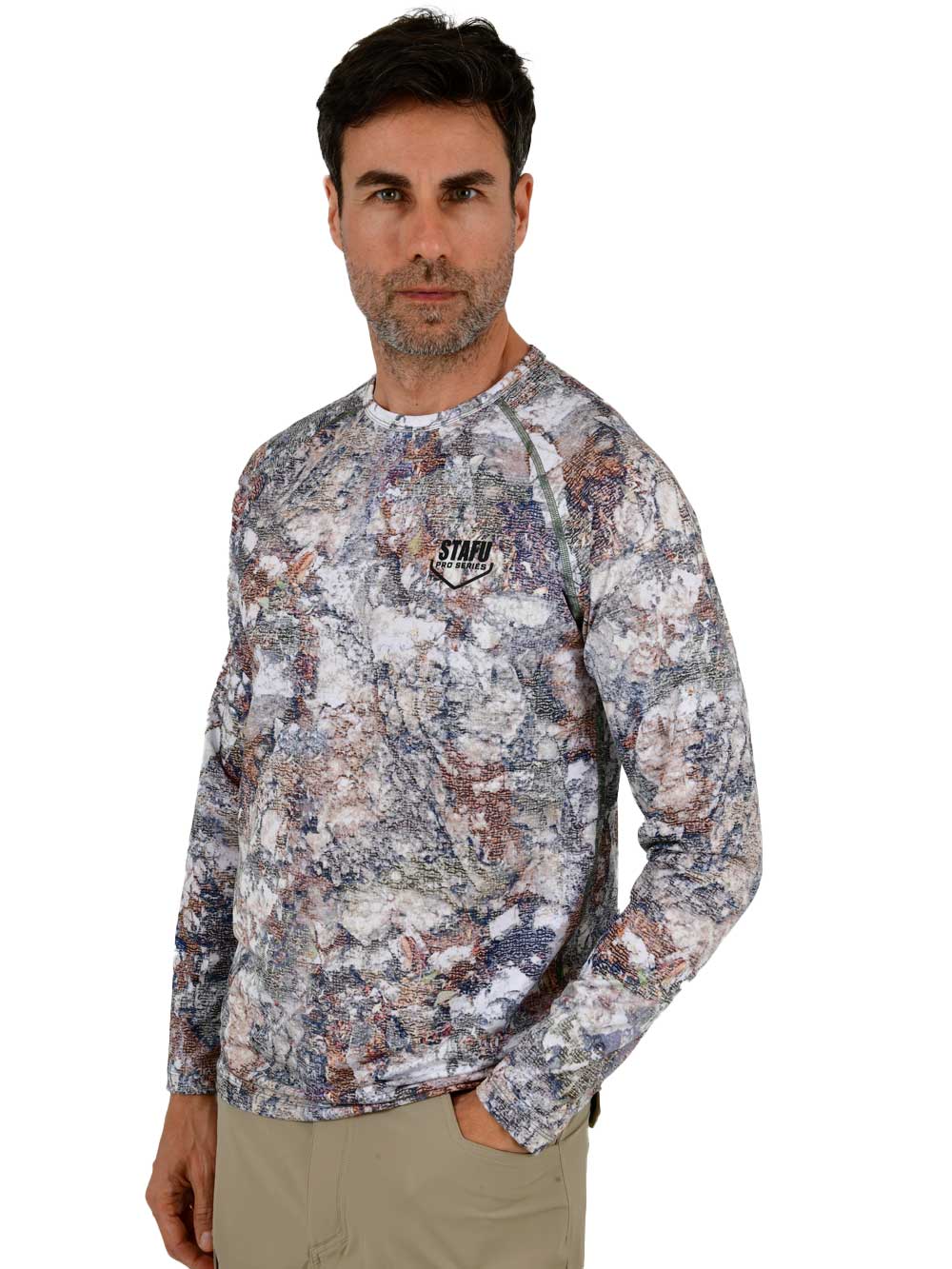 Orlok Yuvarlak Yaka UV Korumali T-Shirt - Lime Stone Camo - Stafu Pro Series