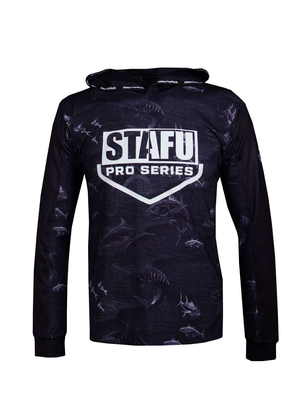 Outrigger Kapüşonlu UV Korumalı Performans T-Shirt - Frenzy Siyah - Stafu Pro Series