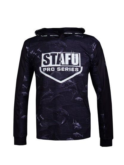 Outrigger Kapüşonlu UV Korumalı Performans T-Shirt - Frenzy Siyah - Stafu Pro Series