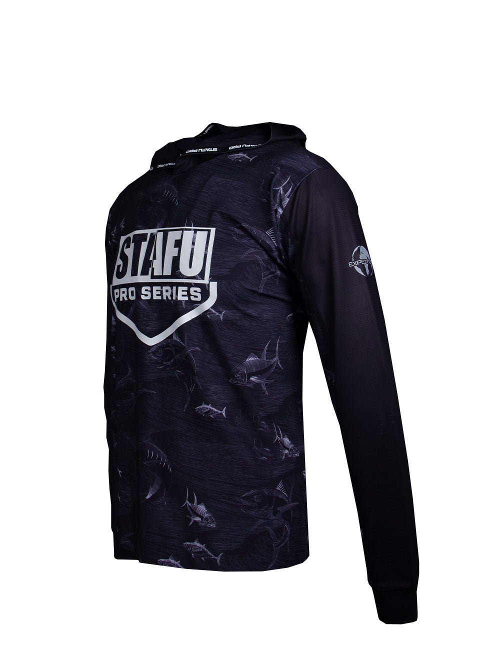 Outrigger Kapüşonlu UV Korumalı Performans T-Shirt - Frenzy Siyah - Stafu Pro Series