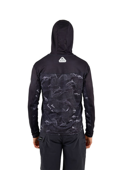 Outrigger Kapüşonlu UV Korumalı Performans T-Shirt - Frenzy Siyah - Stafu Pro Series