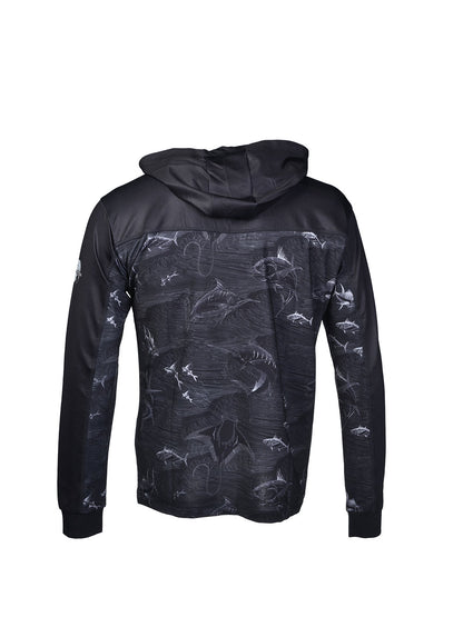 Outrigger Kapüşonlu UV Korumalı Performans T-Shirt - Frenzy Siyah