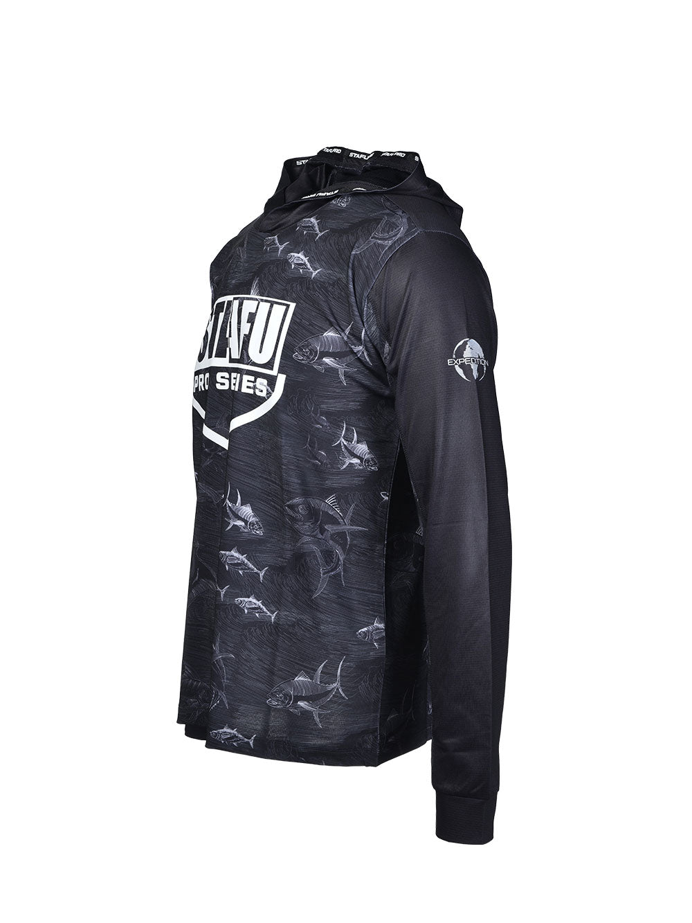 Outrigger Kapüşonlu UV Korumalı Performans T-Shirt - Frenzy Siyah