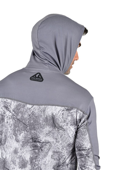 Outrigger Kapüşonlu UV Korumalı Performans T-Shirt - Marlin Mania Grey - Stafu Pro Series
