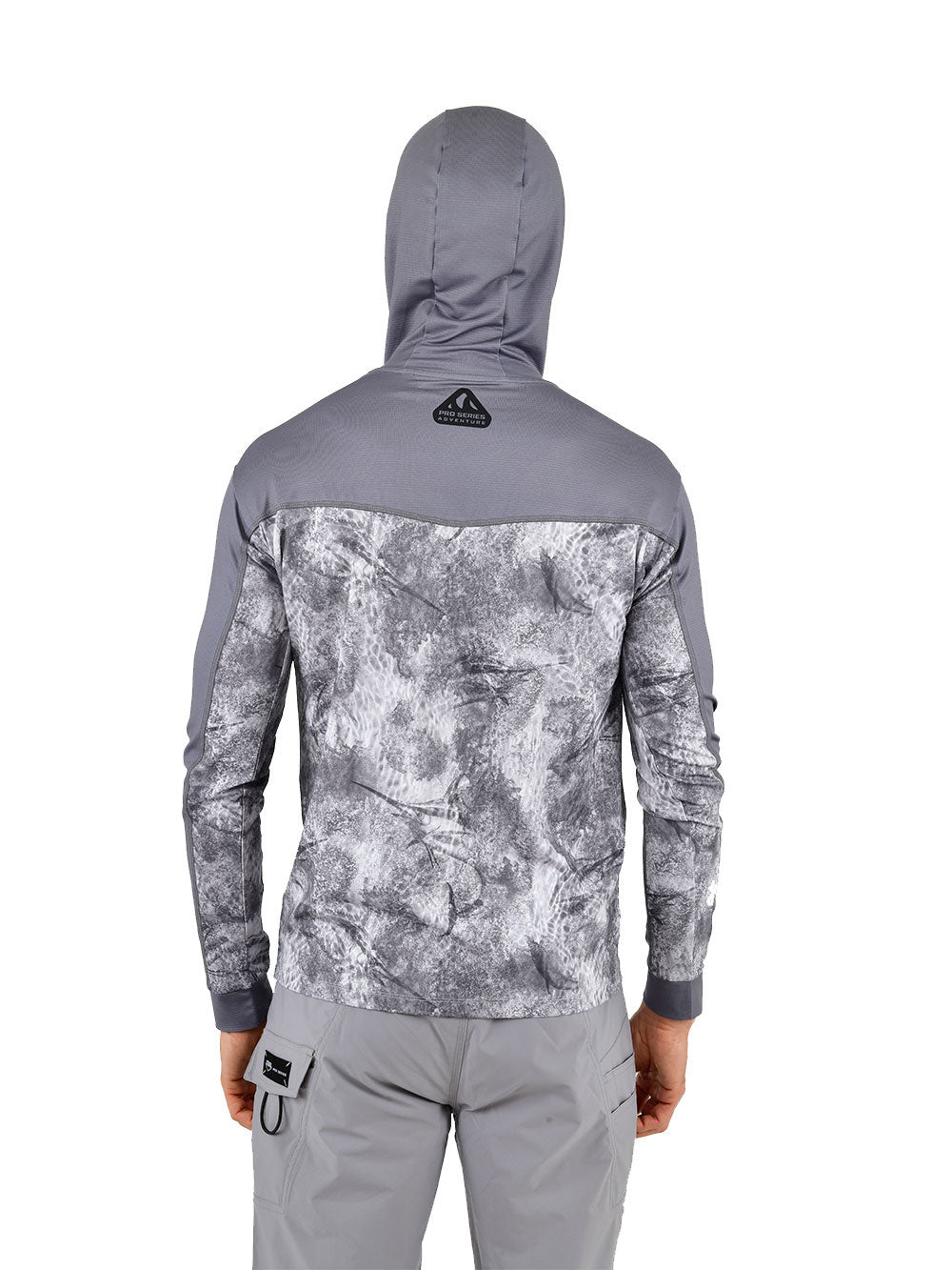 Outrigger Kapüşonlu UV Korumalı Performans T-Shirt - Marlin Mania Grey - Stafu Pro Series