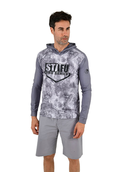 Outrigger Kapüşonlu UV Korumalı Performans T-Shirt - Marlin Mania Grey - Stafu Pro Series
