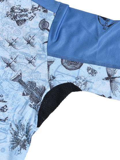 Outrigger Kapüşonlu UV Korumalı Performans T-Shirt - Paleo Blue