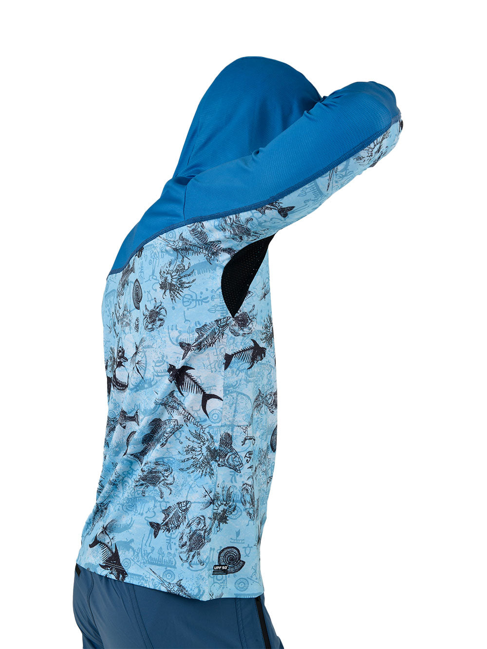 Outrigger Kapüşonlu UV Korumalı Performans T-Shirt - Paleo Blue - Stafu Pro Series