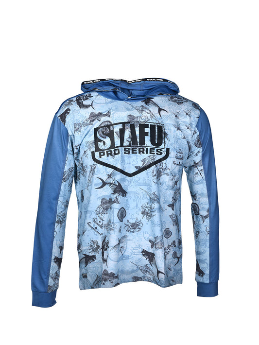 Outrigger Kapüşonlu UV Korumalı Performans T-Shirt - Paleo Blue