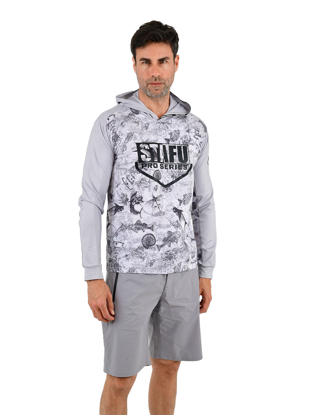 Outrigger Kapüşonlu UV Korumalı Performans T-Shirt - Paleo Grey - Stafu Pro Series