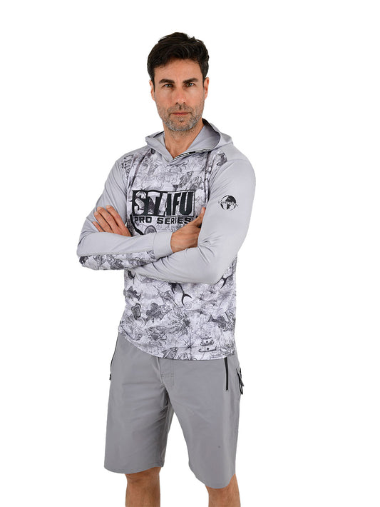 Outrigger Kapüşonlu UV Korumalı Performans T-Shirt - Paleo Grey - Stafu Pro Series