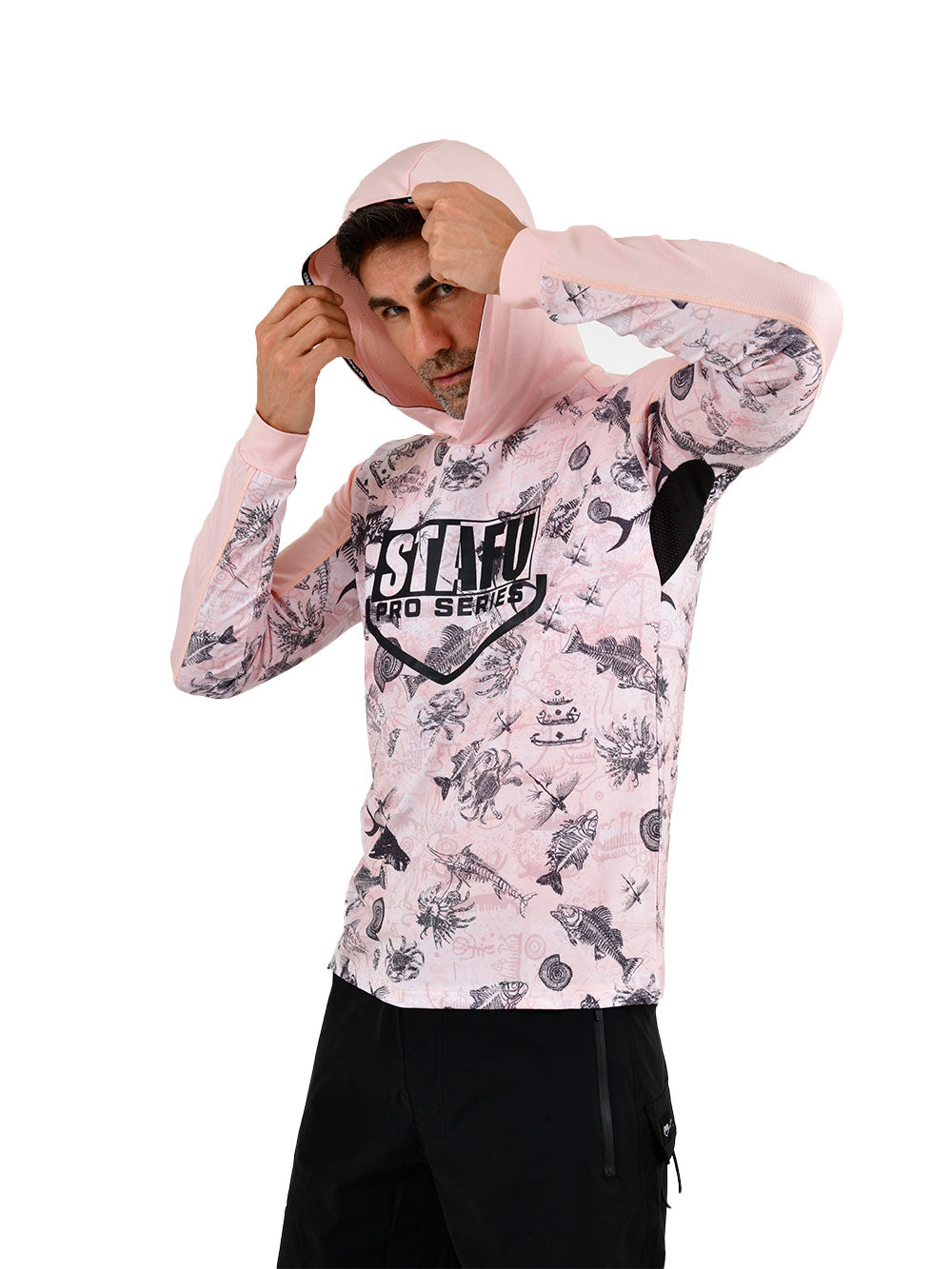 Outrigger Kapüşonlu UV Korumalı Performans T-Shirt - Paleo Salmon - Stafu Pro Series