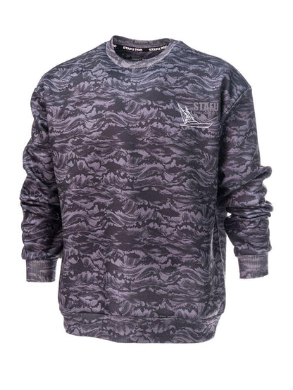 Retro Yuvarlak Yaka Sweatshirt - Signature Siyah - Stafu Pro Series