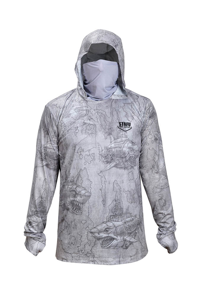 Stratos Kapüşonlu ve Maskeli UPF 40+ Performans T-Shirt - Droid Grey