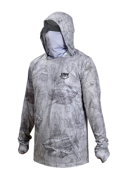 Stratos Kapüşonlu ve Maskeli UPF 40+ Performans T-Shirt - Droid Grey