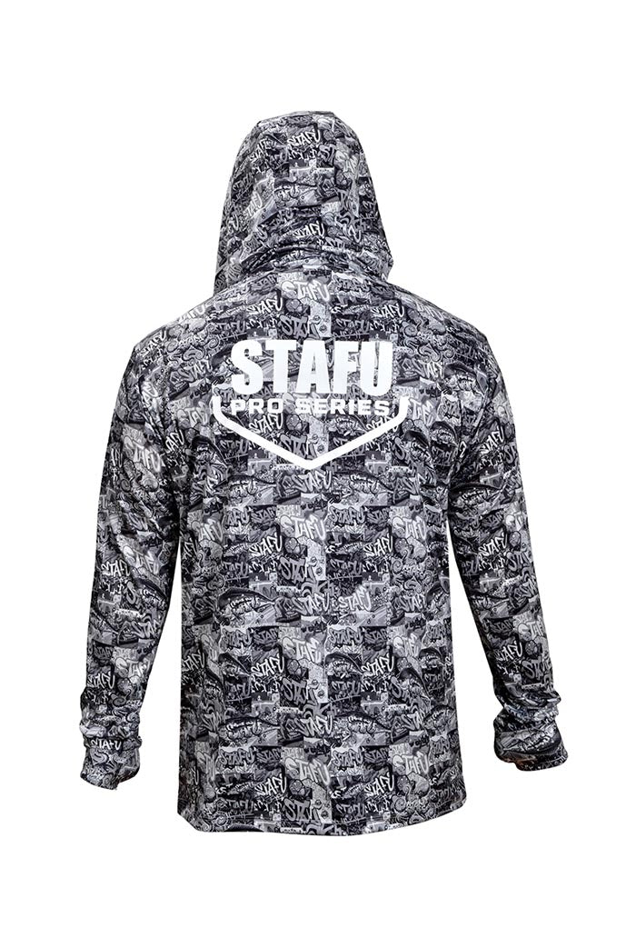Stratos Kapüşonlu ve Maskeli UPF 40+ Performans T-Shirt - Grafiti Black