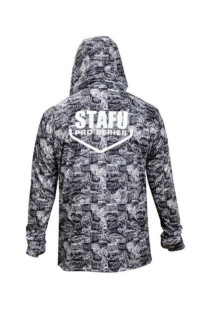 Stratos Kapüşonlu ve Maskeli UPF 40+ Performans T-Shirt - Grafiti Black