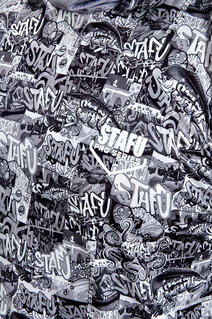Stratos Kapüşonlu ve Maskeli UPF 40+ Performans T-Shirt - Grafiti Black