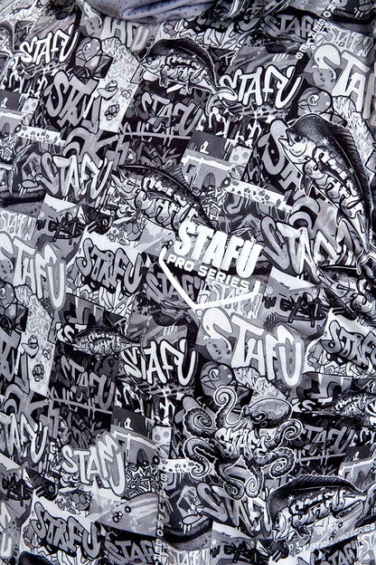 Stratos Kapüşonlu ve Maskeli UPF 40+ Performans T-Shirt - Grafiti Black